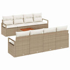 Gartensofa-set mit Speicher 9 pcs Beige und Creme Poly-Rattan