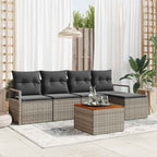 Gartensofa-set mit Speicher 6 pcs Grau Poly-Rattan