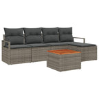 Gartensofa-set mit Speicher 6 pcs Grau Poly-Rattan