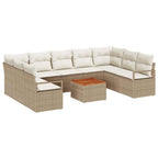 Gartensofa-set mit Speicher 10 pcs Beige und Creme Poly-Rattan