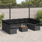 Gartensofa-set mit Speicher 10 pcs Schwarz Poly-Rattan