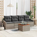 Gartensofa-set mit Speicher 5 pcs Grau Poly-Rattan