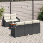 Gartensofa-set mit Speicher 6 pcs Schwarz und Creme Poly-Rattan