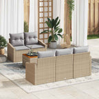 Gartensofa-set 6 pcs Beige und Hellgrau Poly-Rattan