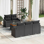Gartensofa-set mit Speicher 6 pcs Schwarz Poly-Rattan