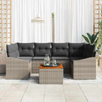 Gartensofa-set mit Speicher 7 pcs Grau Poly-Rattan