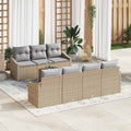 Gartensofa-set 8 pcs Beige und Hellgrau Poly-Rattan