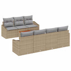 Gartensofa-set 8 pcs Beige und Hellgrau Poly-Rattan