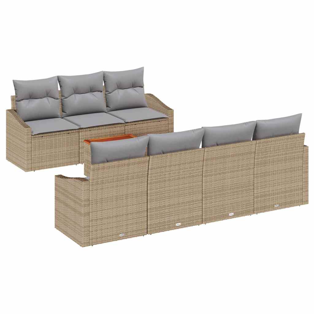 Gartensofa-set 8 pcs Beige und Hellgrau Poly-Rattan