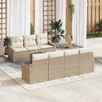 Gartensofa-set mit Speicher 8 pcs Beige und Creme Poly-Rattan