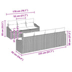 Gartensofa-set 8 pcs Grau und Marineblau Poly-Rattan