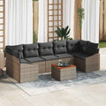 Gartensofa-set mit Speicher 8 pcs Grau Poly-Rattan