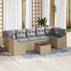 Gartensofa-set 8 pcs Beige und Hellgrau Poly-Rattan