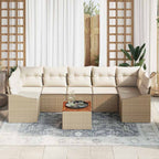 Gartensofa-set mit Speicher 8 pcs Beige und Creme Poly-Rattan
