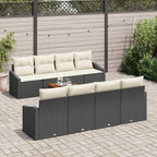 Gartensofa-set mit Speicher 9 pcs Schwarz und Creme Poly-Rattan
