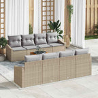 Gartensofa-set 9 pcs Beige und Hellgrau Poly-Rattan