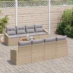 Gartensofa-set 9 pcs Beige und Hellgrau Poly-Rattan