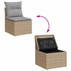 Gartensofa-set 9 pcs Beige und Hellgrau Poly-Rattan