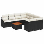 Gartensofa-set mit Speicher 9 pcs Schwarz und Creme Poly-Rattan