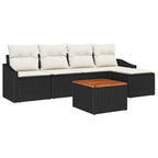 Gartensofa-set mit Speicher 6 pcs Schwarz und Creme Poly-Rattan