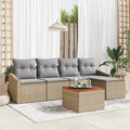 Gartensofa-set 6 pcs Beige und Hellgrau Poly-Rattan
