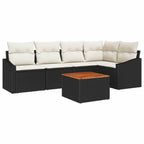 Gartensofa-set mit Speicher 6 pcs Schwarz und Creme Poly-Rattan