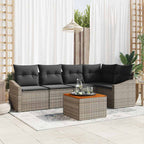 Gartensofa-set mit Speicher 6 pcs Grau Poly-Rattan