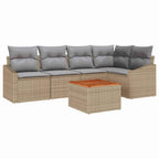 Gartensofa-set 6 pcs Beige und Hellgrau Poly-Rattan