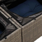 Gartensofa-set 6 pcs Grau und Marineblau Poly-Rattan