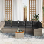 Gartensofa-set mit Speicher 7 pcs Grau Poly-Rattan