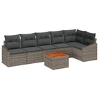 Gartensofa-set mit Speicher 7 pcs Grau Poly-Rattan