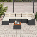 Gartensofa-set mit Speicher 8 pcs Schwarz und Creme Poly-Rattan