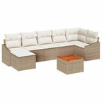 Gartensofa-set mit Speicher 8 pcs Beige und Creme Poly-Rattan