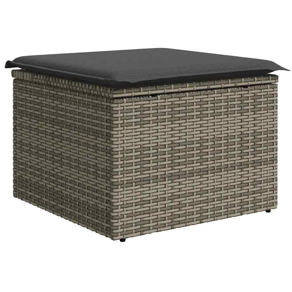 Gartensofa-set mit Speicher 9 pcs Grau Poly-Rattan
