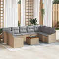 Gartensofa-set 10 pcs Beige und Hellgrau Poly-Rattan