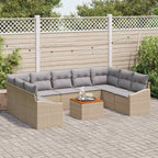 Gartensofa-set 10 pcs Beige und Hellgrau Poly-Rattan