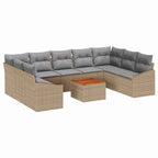 Gartensofa-set 10 pcs Beige und Hellgrau Poly-Rattan