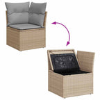 Gartensofa-set 11 pcs Beige und Hellgrau Poly-Rattan