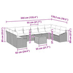 Gartensofa-set 11 pcs Beige und Hellgrau Poly-Rattan