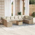 Gartensofa-set mit Speicher 11 pcs Beige und Creme Poly-Rattan