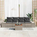 Gartensofa-set mit Speicher 5 pcs Grau Poly-Rattan