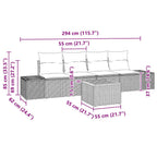 Gartensofa-set 5 pcs Beige und Hellgrau Poly-Rattan