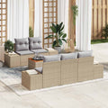 Gartensofa-set 6 pcs Beige und Hellgrau Poly-Rattan