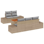 Gartensofa-set 6 pcs Beige und Hellgrau Poly-Rattan