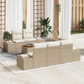 Gartensofa-set mit Speicher 6 pcs Beige und Creme Poly-Rattan