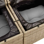 Gartensofa-set 7 pcs Beige und Hellgrau Poly-Rattan
