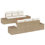 Gartensofa-set mit Speicher 7 pcs Beige und Creme Poly-Rattan