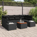 Gartensofa-set mit Speicher 7 pcs Schwarz Poly-Rattan