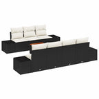 Gartensofa-set mit Speicher 8 pcs Schwarz und Creme Poly-Rattan