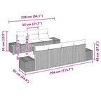 Gartensofa-set 8 pcs Beige und Hellgrau Poly-Rattan